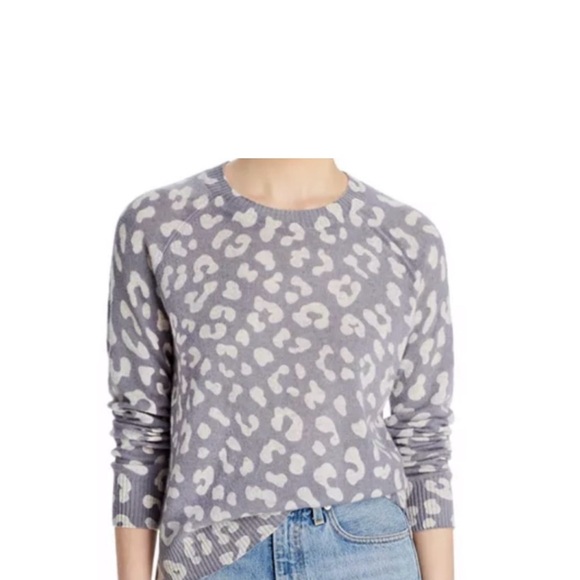 Aqua Cashmere Leopard Print Sweater - Picture 1 of 4